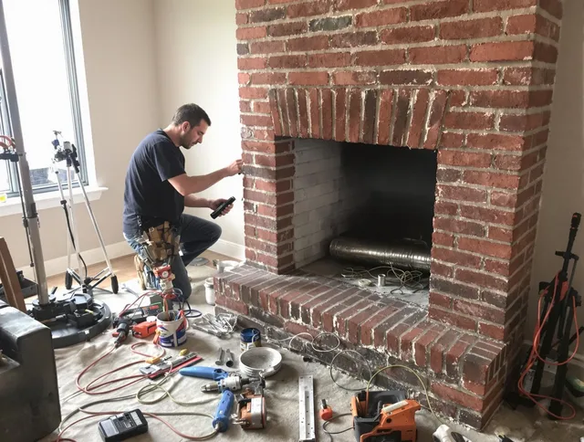 Rocky River Chimney Sweep specialist finalizing chimney liner service in Rocky River, OH
