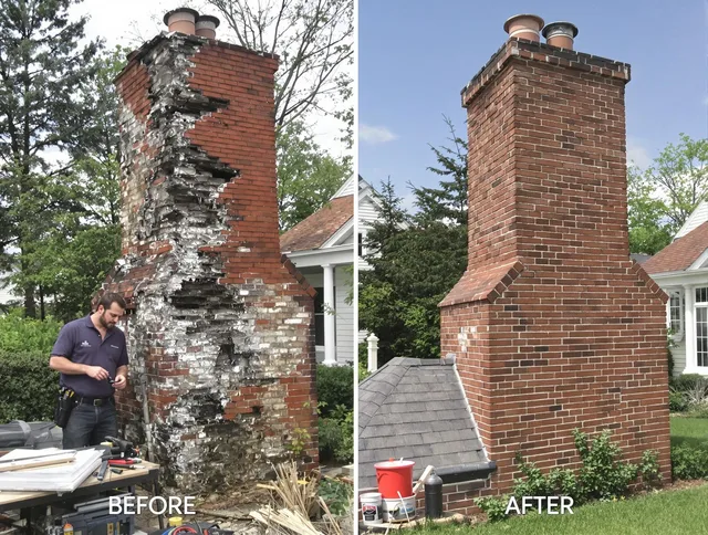 Rocky River Chimney Sweep performing a full chimney restoration in Rocky River, OH