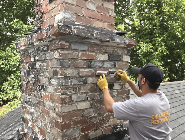 In-progress chimney restoration by Rocky River Chimney Sweep in Rocky River, OH