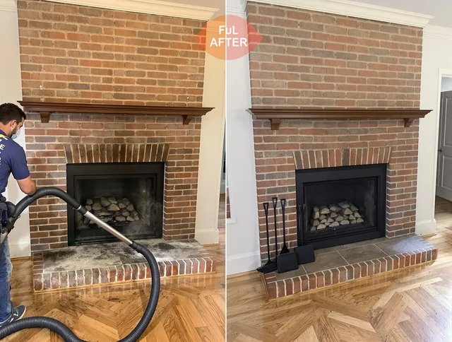 Rocky River Chimney Sweep carefully sanitizing a fireplace in Rocky River, OH